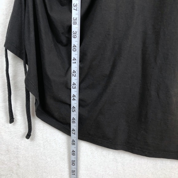 Toad&Co Organic Cotton Modal Ruched Side Midi Dress Sz S Black Cap Sleeve Pocket - Picture 7 of 9